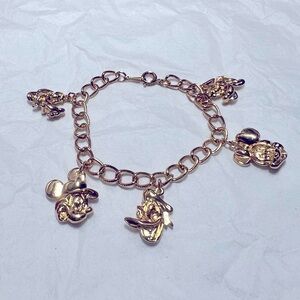 Disney Mickey Mouse & Friends Gold-Tone Charm Bracelet 7 inches